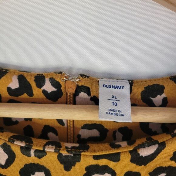 Leopard Print Pink And Mustard Sleeveless Pencil Dress - Picture 4 of 11